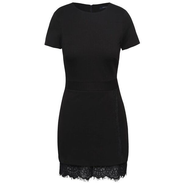 Rochie neagră French Connection Lula cu dantelă