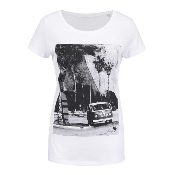 Tricou alb cu print pentru femei ZOOT Original Travel Traga