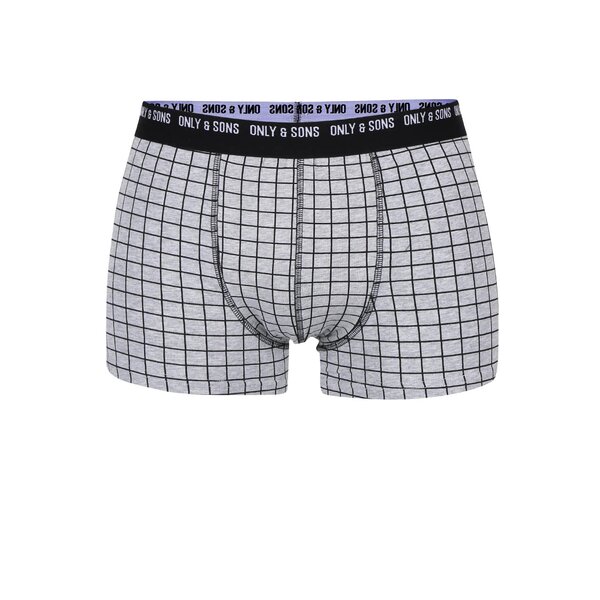 Boxeri gri ONLY & SONS Nigel cu model in carouri