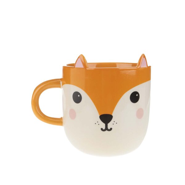 Cană crem-portocaliu Sass & Belle Hiro Fox Kawaii cu model vulpe
