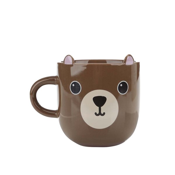 Cana maro din ceramica cu model urs - Sass & Belle Mono Bear Kawaii