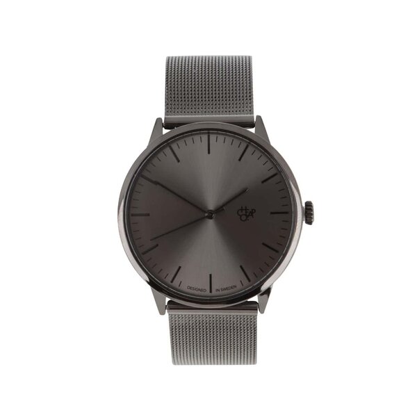 Ceas negru unisex cu bratara metalica CHPO Nando Metal