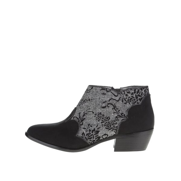 Cizme scurte negre Ruby Shoo Juliette cu model