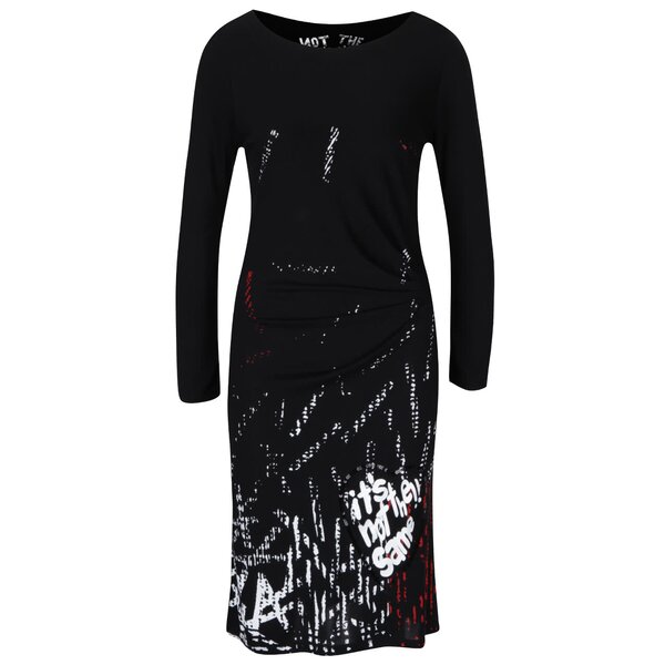 Rochie neagră cu imprimeu Desigual Castalia