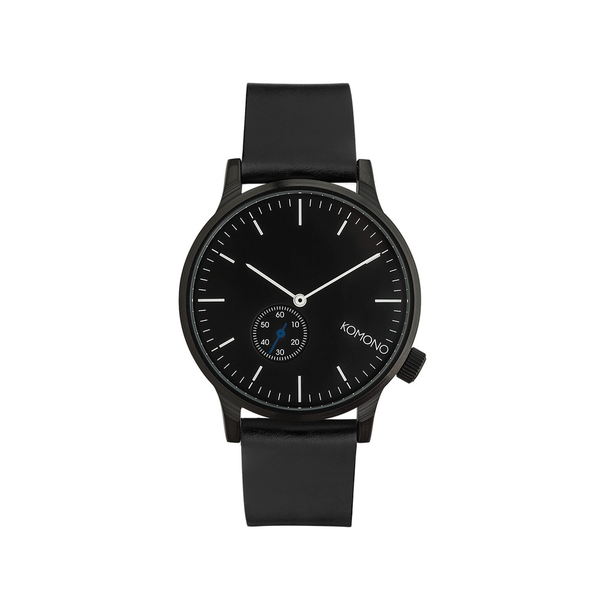 Ceas unisex negru cu curea din piele - Komono Winston Subs