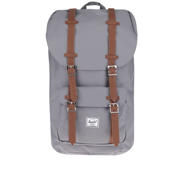 Rucsac gri cu barete maro Herschel Little America 25 l