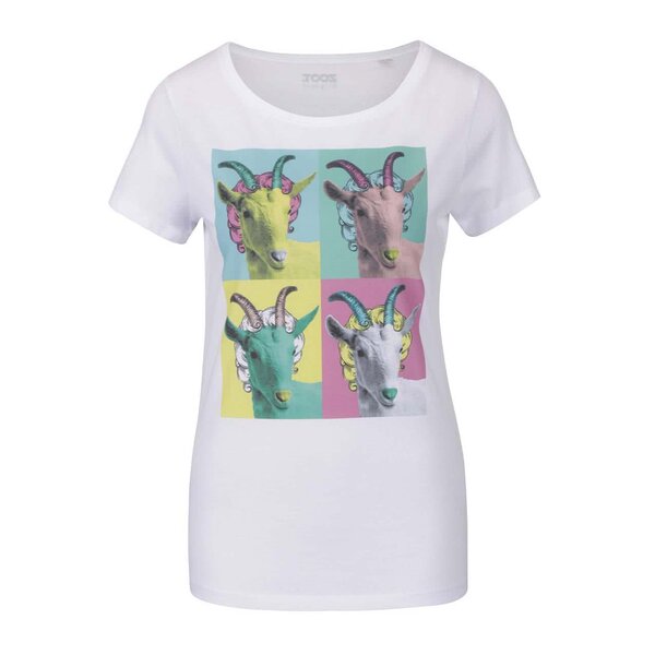 Tricou alb cu imprimeu multicolor ZOOT Original Warhol
