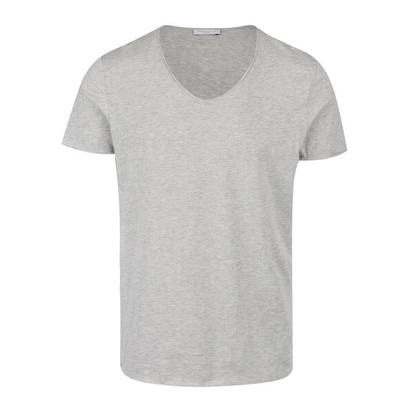Tricou basic gri melanj cu anchior - Selected Homme Merce