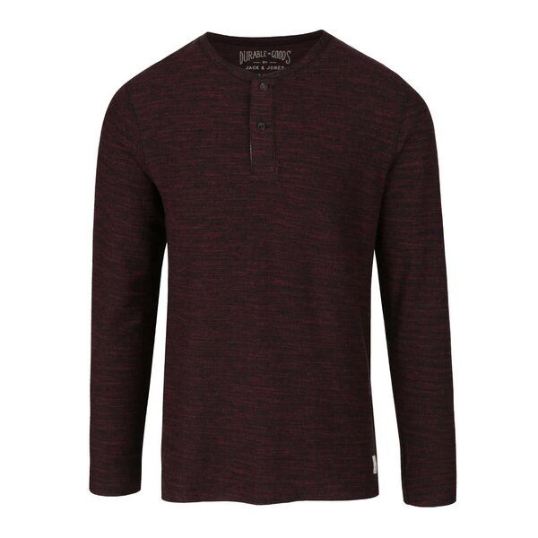 Bluza bordo melanj cu nasturi Jack & Jones Sebastian