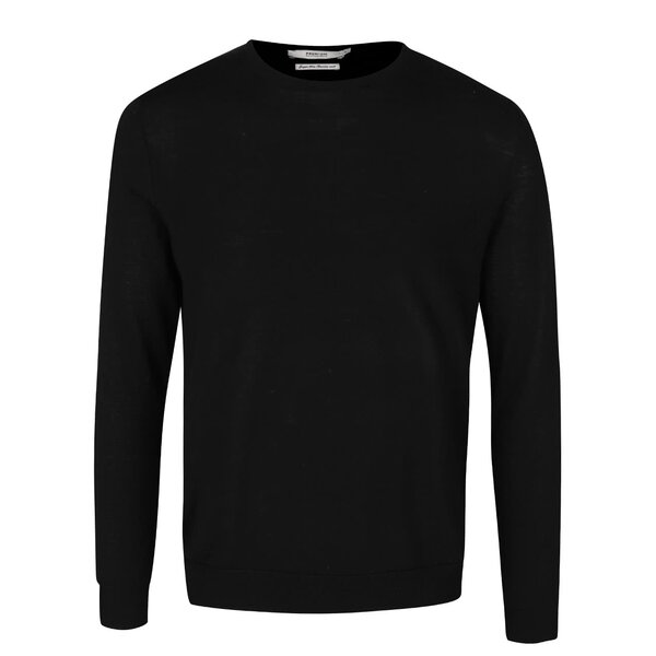 Pulover negru din lana Merino Jack & Jones Premium Mark