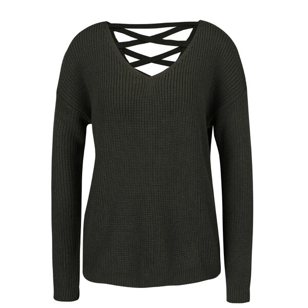Pulover verde închis Miss Selfridge cu șiret la spate