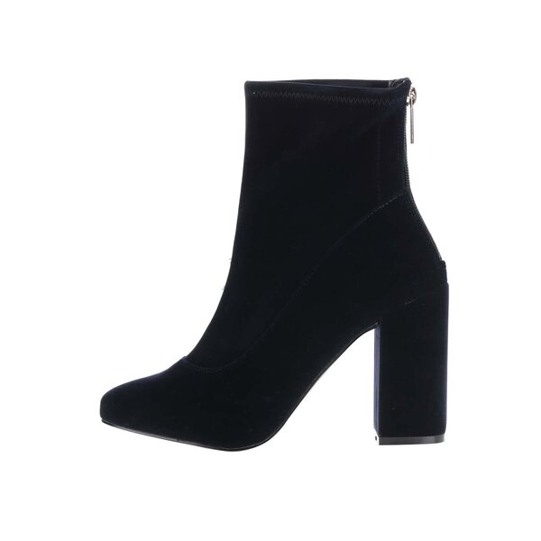 Botine bleumarin cu toc din catifea Miss Selfridge Alanis