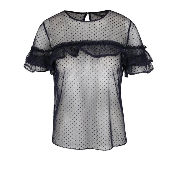 Bluza transparenta neagra cu buline si volane Miss Selfridge