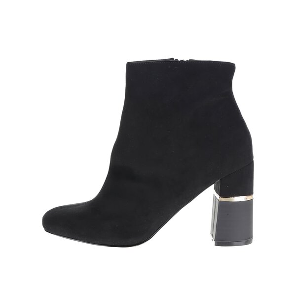 Botine negre cu toc si detaliu metalic Miss Selfridge