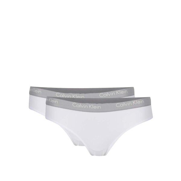 Set 2 perechi de chiloti albi cu logo Calvin Klein