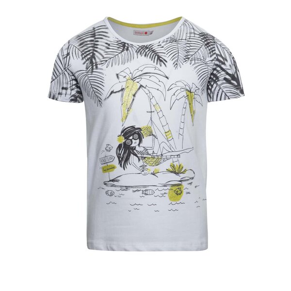 Tricou alb Boboli cu print pentru fete