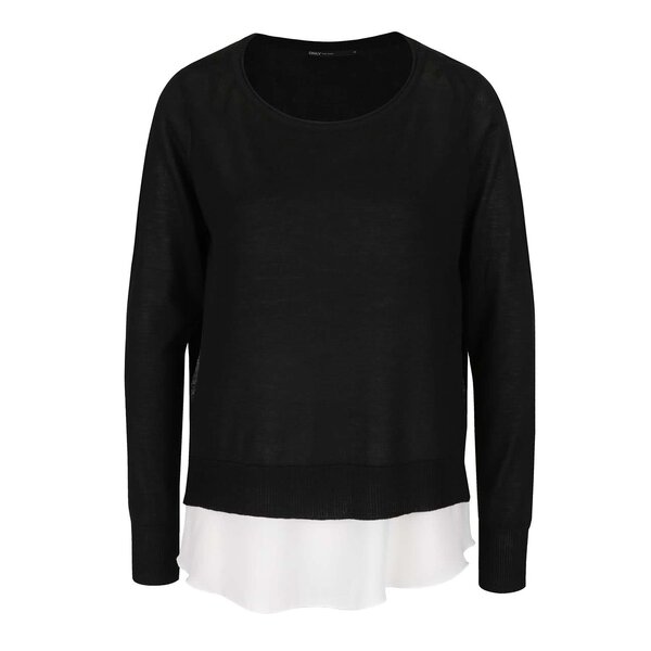 Pulover negru 2în1 ONLY Sue cu maiou crem detașabil