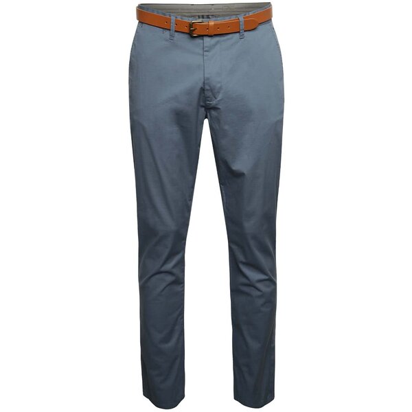 Pantaloni chino grej Selected Homme Hyard cu curea maro
