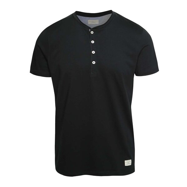 Tricou negru Selected Homme Niklas cu nasturi