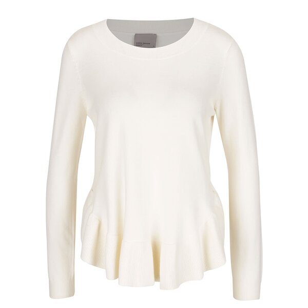 Pulover crem cu volane la terminatii VERO MODA Annika