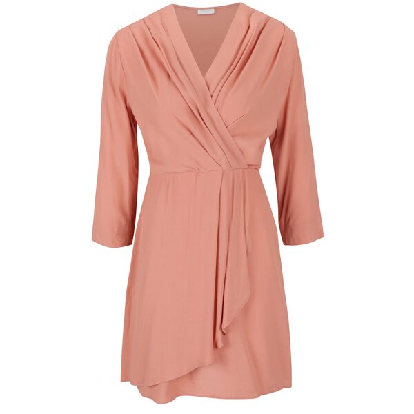 Rochie roz pal VILA Peach cu drapaje