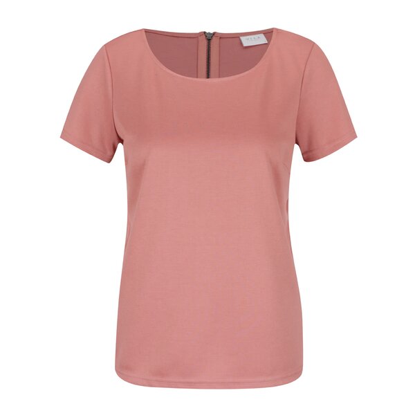 Tricou roz pal VILA Tinny cu fermoar