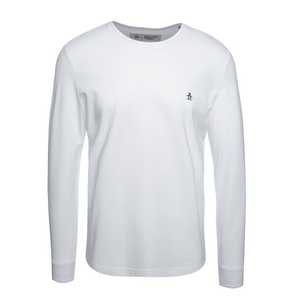 Bluză albă Original Penguin Winston din bumbac cu logo