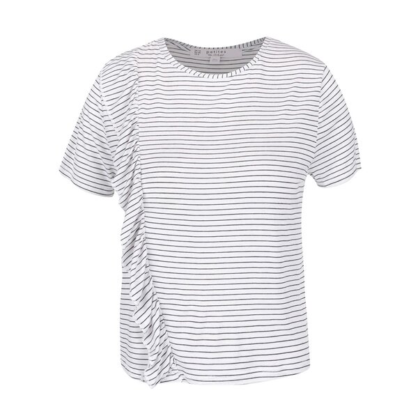 Tricou alb cu negru Miss Selfridge Petites cu volane