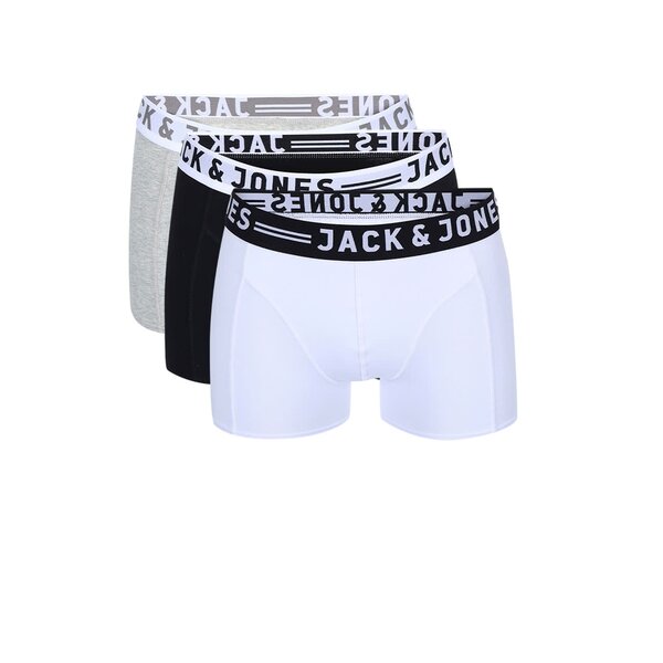 Set de trei perechi de boxeri negru, alb si gri - Jack & Jones Sense