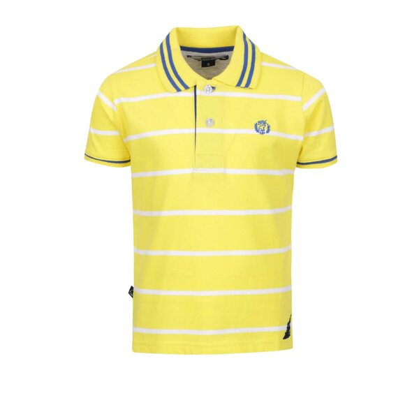 Tricou polo galben North Pole Kids din bumbac cu model în dungi și detalii albastru închis