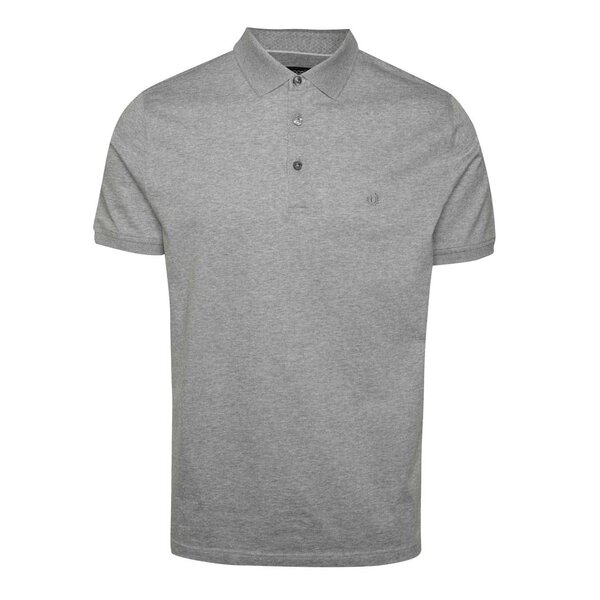 Tricou polo gri melanj bugatti din bumbac cu logo