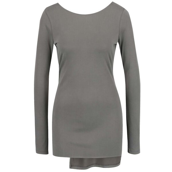 Bluză gri deschis Miss Selfridge cu tiv asimetric
