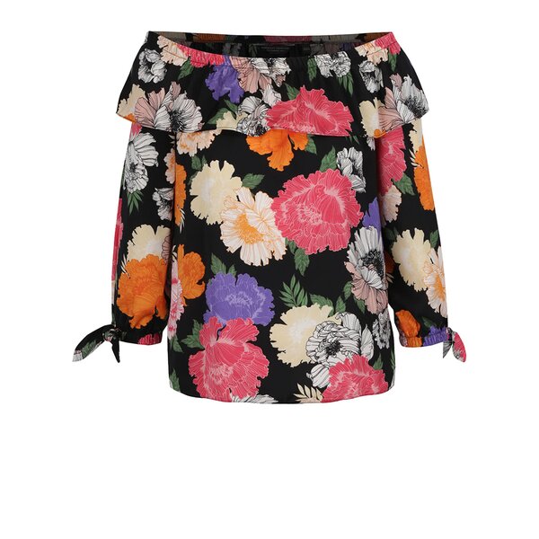 Bluză neagră cu model Dorothy Perkins cu decolteu pe umeri