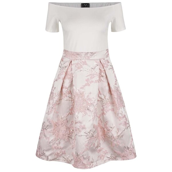 Rochie crem&roz AX Paris cu decolteu pe umeri