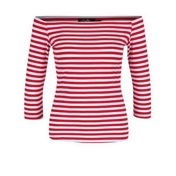 Bluza rosie in dungi cu decolteu pe umeri - Dolly & Dotty Gloria
