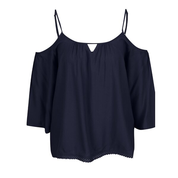 Bluza bleumarin cu decolteu pe umeri si bretele subțiri - VERO MODA