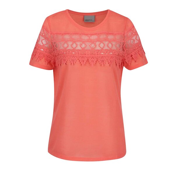 Tricou roz cu dantela VERO MODA Melani
