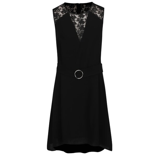 Rochie neagră French Connection Hennessy cu detalii din dantelă