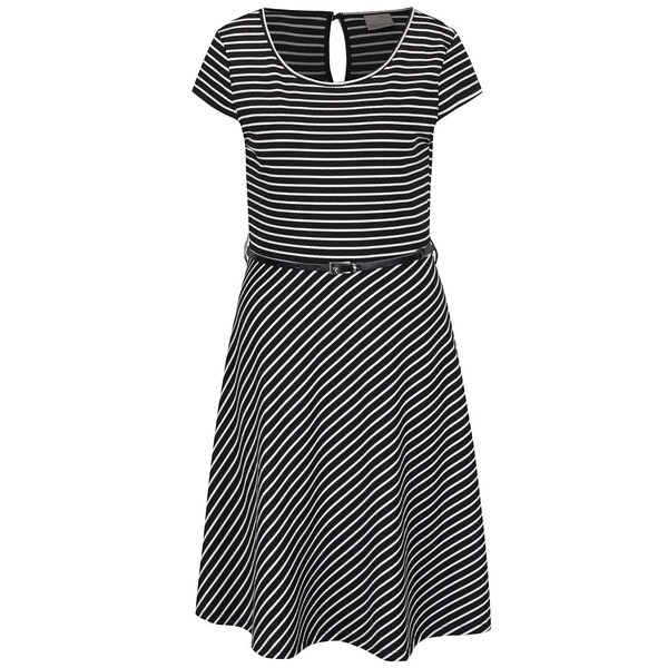 Rochie neagru & alb VERO MODA Vigga cu curea