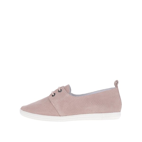 Pantofi roz deschis din piele intoarsa bugatti Kaya Evo cu model perforat