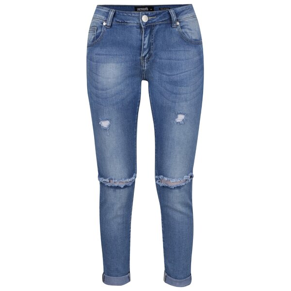 Blugi regular fit albastri cu aspect uzat Hailys Lissy