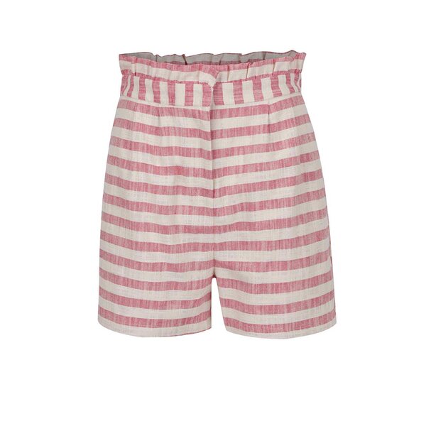 Pantaloni scurti roz&crem in dungi cu volane VERO MODA Laura