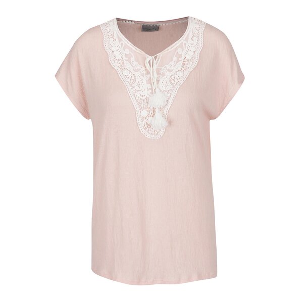 Bluza roz cu broderie si franjuri VERO MODA Matea