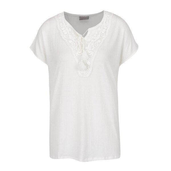 Bluza alba cu broderie si franjuri Vero Moda Matea