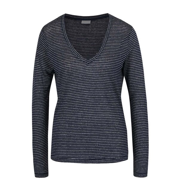 Bluza alb & albastru VILA Monia din in cu dungi