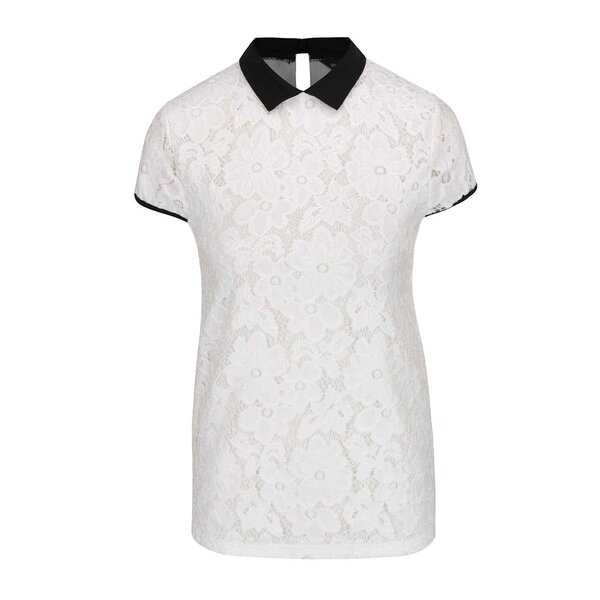 Bluza crem din dantela cu guler negru - Dorothy Perkins
