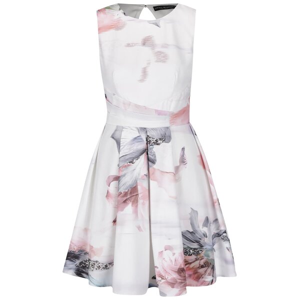 Rochie plisata crem cu print floral Little Mistress