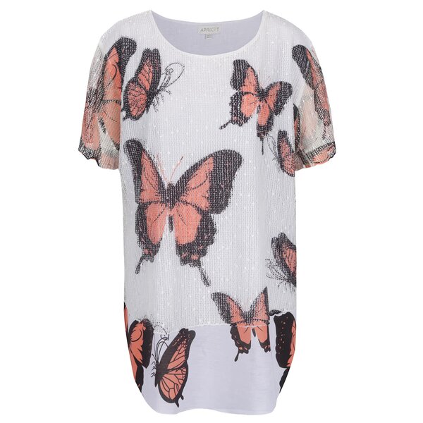 Top crem Apricot cu croi lejer, print și aplicație