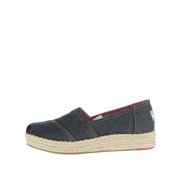 Espadrile albastre din denim cu platforma - TOMS