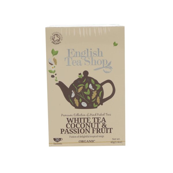 Ceai alb bio cu cocos și fructul pasiunii English Tea Shop Coconut Bio